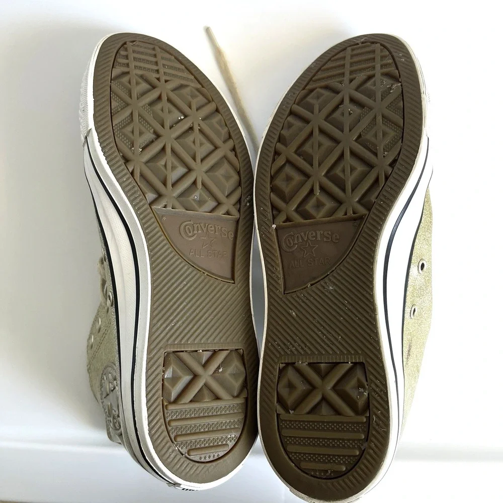 Converse Womens Chuck Taylor All Star Gold Glitter High Tops 10 Festival Grunge